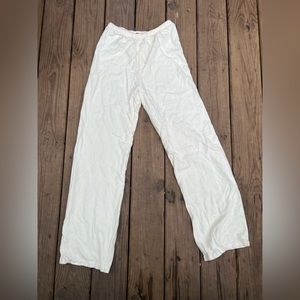 Brandy Melville White Long Linen Pants